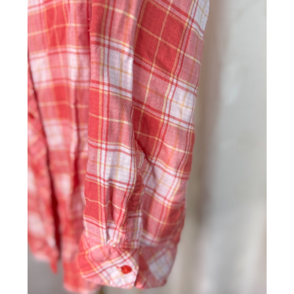 Hester & Orchard Coral Plaid Long Sleeve Shirt, Size XL - Picture 5 of 7